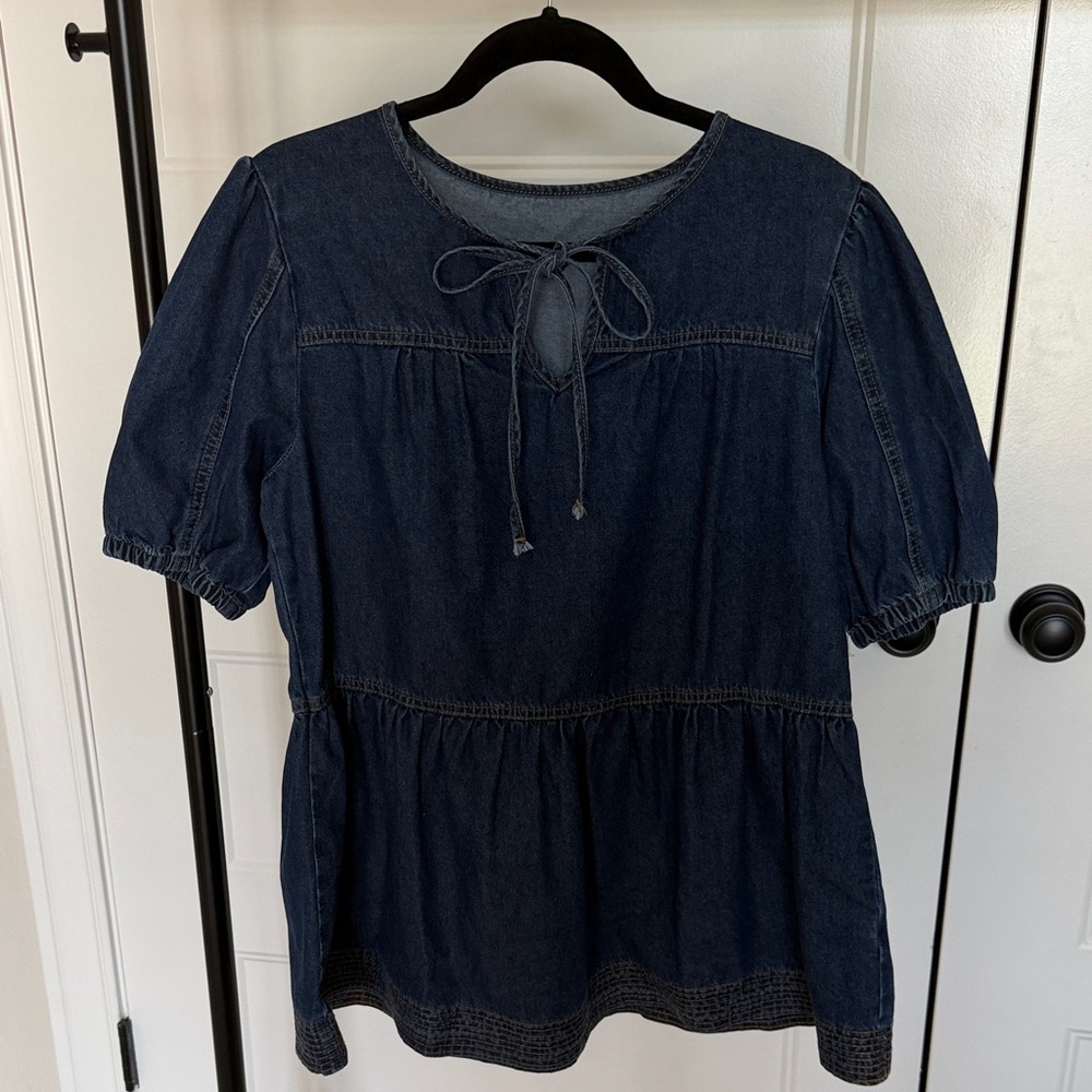 Denim Puff Sleeve Top